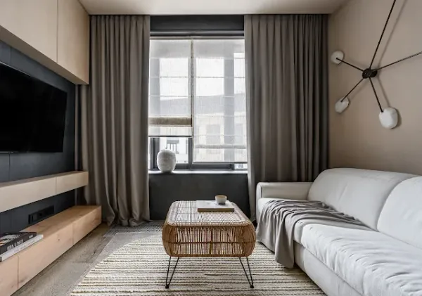 Apartment in wabi-sabi aesthetics for a girl
